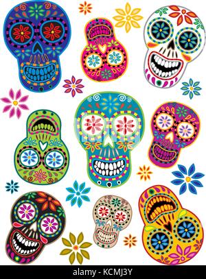 Il giorno dei morti teschi di zucchero Illustrazione Vettoriale