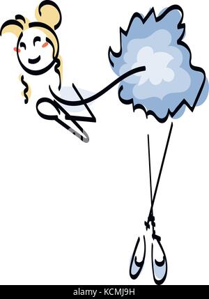 Doodle stickman illustrazione del concetto. bellezza ballerina Illustrazione Vettoriale