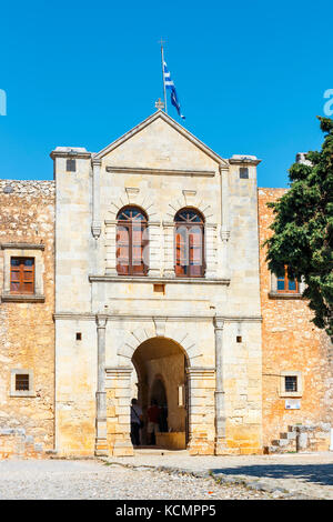 Arkadi, Creta, 10 giugno 2017: Monastero di Arkadi situato a sud-est di Rethymnon, Creta, Grecia Foto Stock