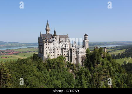 Il castello di Neuschwanstein (nuovo castello del cigno), Germania Foto Stock