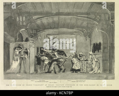 Ettore Tito la produzione di Verdi le Falstaff a Milano Falstaff nascosto nel cestello di Buck in Ford's House scansione originale Foto Stock