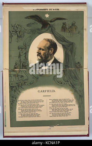 Un'immagine o un'illustrazione del presidente James A. Garfield, il ventesimo presidente degli Stati Uniti. Probabilmente rappresenta un momento importante o un ritratto di Garfield nella sua vita politica, contribuendo alla storia degli Stati Uniti. Foto Stock