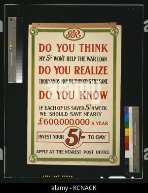 Questo poster propagandistico dell'era della seconda guerra mondiale incoraggia i cittadini a contribuire allo sforzo di prestito di guerra, sottolineando che i contributi individuali possono avere un impatto significativo. Foto Stock