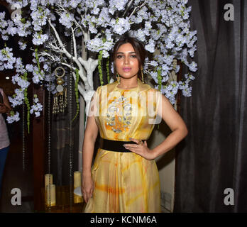 Mumbai, India. 06 ott 2017. bollywood attrice bhumi pednekar inaugurare glitter 2017 wedding & lifestyle mostra presso hotel JW Marriott, Juhu di Mumbai. Credito: azhar khan/Pacific press/alamy live news Foto Stock