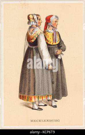 Tedesco costumi contadina Mecklenburg da Boston Public Library Foto Stock