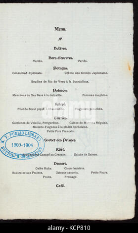 Cena ANNUALE IN ONORE DI BITHDAY di Benjamin Franklin (detenute da) TYPOTHETAE DELLA CITTÀ DI NEW YORK (a) Casa Hoffman (HOTEL;) (NYPL ADE 270847 4000003902) Foto Stock