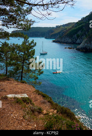 Costa della Bretagna - Pointe de St Hernot sulla penisola di Crozon in Finisterre Bretagna Francia Foto Stock