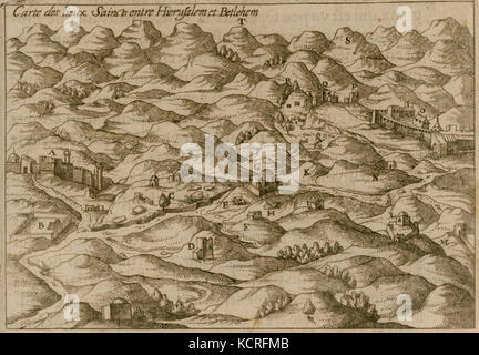 Carte des lieux Saincts entre Hierusalem et Betlehem Beauvau Henri de 1615 Foto Stock