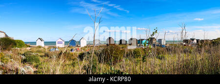 Spiaggia kingsdown capanne panorama 1 Foto Stock