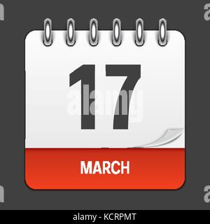Marzo 17 calendario daily icona. illustrazione vettoriale emblema. elemento di design per la decorazione dei documenti di office e applicazioni. Il logo del giorno, data, mese e vacanza. st.Patrick s day Illustrazione Vettoriale