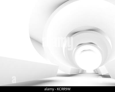 Abstract tunnel bianco interno, sfondo digitale, 3D Rendering immagine Foto Stock