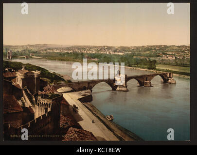 Vista generale e Ponte Benezech, Avignone, Provenza, Francia LCCN2001698584 Foto Stock