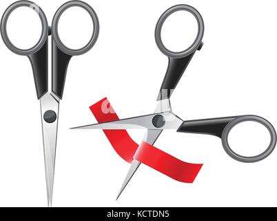 Ufficio di taglio a forbice del nastro rosso - Inaugurazione Illustrazione Vettoriale