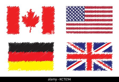 Raccolta di stilizzata bandiere Bandiere Illustrazione Vettoriale