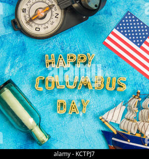 Felice il Columbus day testo. concetto di noi vacanza. lo scopritore di America. vacanze membri. Foto Stock