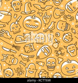 Halloween, sfondo senza interruzioni. Concetto di vacanza. Illustrazione vettoriale Illustrazione Vettoriale