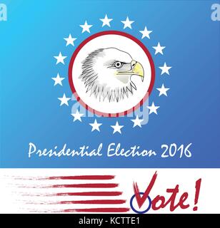 Votazione elezione presidenziale. l aquila calva come il simbolo degli Stati Uniti d'America Illustrazione Vettoriale