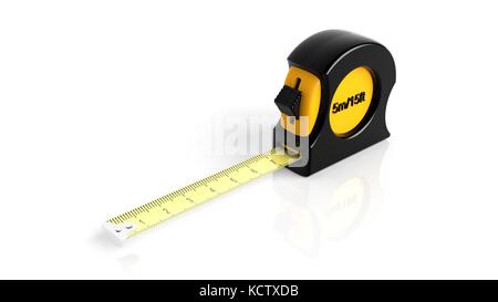 Autoretrattile nastro di misurazione isolata su sfondo bianco Foto Stock
