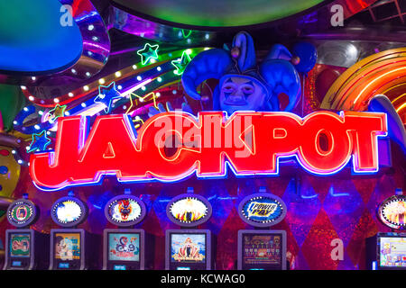 "Jackpot' segno di Carnival City Casino & Entertainment World, Brakpan, East Rand, maggiore Johannesberg, provincia di Gauteng, Repubblica del Sud Africa Foto Stock