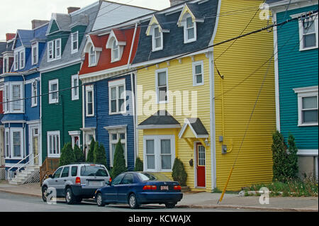 Casa colorati di jelly bean Riga, San Giovanni, Terranova e Labrador, Canada Foto Stock