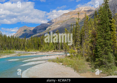 Fiume vermillion e nelle montagne rocciose canadesi, kootenay national park, British Columbia, Canada Foto Stock