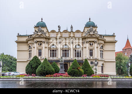 Ingresso anteriore di juliusz slowacki Theatre di Cracovia in Polonia, 16 settembre 2017 Foto Stock