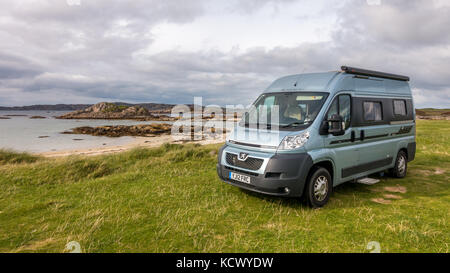 Camper a Fidden beach, Isle of Mull, Scozia Foto Stock