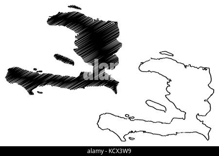 Haiti mappa illustrazione vettoriale, scribble schizzo haiti Illustrazione Vettoriale