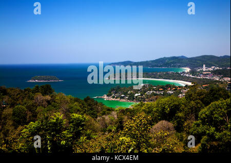 Costa occidentale dell'Isola di Phuket, Kata Noi Beach, Kata Yai e spiaggia di Karon Beach, sul Mare delle Andamane, Thailandia Foto Stock