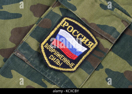 Kiev, Ucraina - feb. 25, 2017. esercito russo badge uniforme Foto Stock