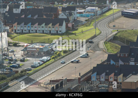 Ristorante mcdonalds rigby road blackpool vicino al modo seasiders. lancashire. credito lee ramsden / alamy Foto Stock