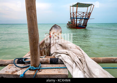 Gita in barca sul fisher navi Foto Stock