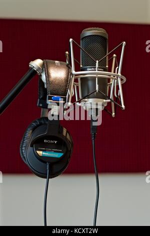 Microfono da studio su supporto con supporto antiurto Foto Stock