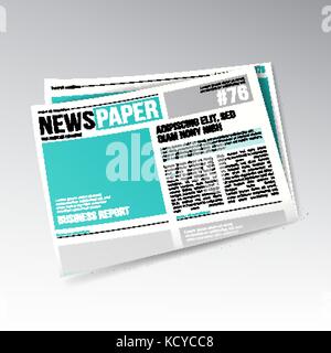 Piegate il giornale aziendale vettore. immagini, articoli, informazioni aziendali. quotidiano ufficiale design. illustrazione Illustrazione Vettoriale