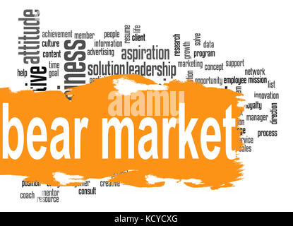 Recare mercato parola cloud con orange immagine banner con hi-res resa grafica che può essere utilizzata per qualsiasi graphic design. Foto Stock