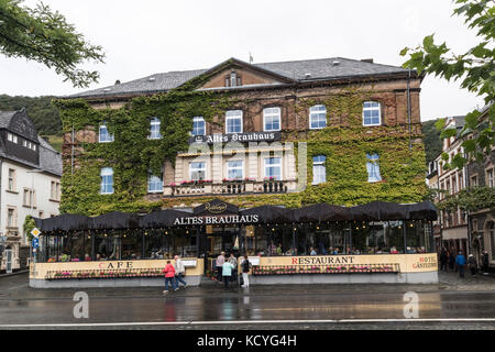 Altes Brauhaus nella città di Bernkastel-Kues, la valle di Mosel, Germania Foto Stock