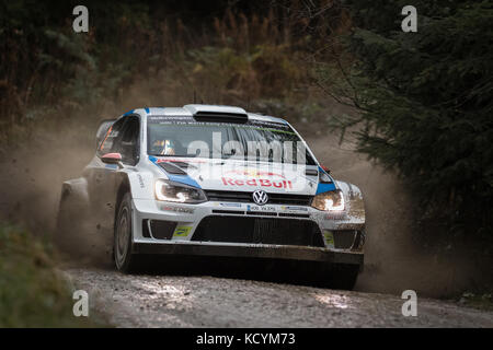 Jari Matti Latvala al Galles World Rally Championship (WRC) Rally GB in Galles, Regno Unito Foto Stock