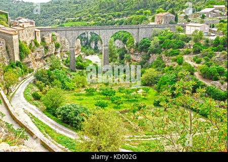 Ponte arcuato, minnerve, dipartimento di Herault, languedoc-roussillon, Francia Foto Stock