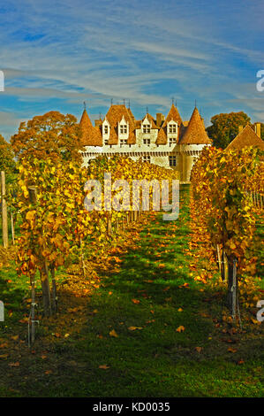 Monbazillac chateau, dipartimento di dordogne, Aquitaine, Francia Foto Stock