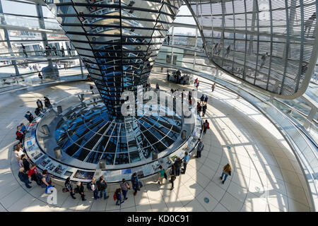Visitatori presso la cupola del Reichstag a Berlino, Germania Foto Stock