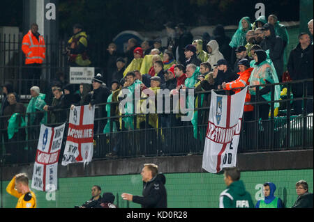 Vilnius, Lituania. 8 Ott, 2017. tifosi inglesi durante la Coppa del Mondo FIFA 2018 qualifica del gruppo f corrispondenza tra la Lituania e Inghilterra a lff stadium dell'8 ottobre 2017 a Vilnius, in Lituania. Credito: immagini di phc/alamy live news Foto Stock