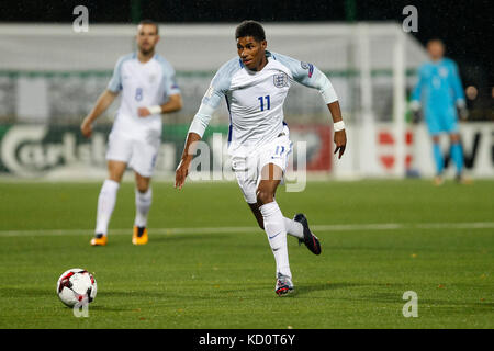 Vilnius, Lituania. 8 Ott, 2017. marcus rashford di Inghilterra durante la Coppa del Mondo FIFA 2018 qualifica del gruppo f corrispondenza tra la Lituania e Inghilterra a lff stadium dell'8 ottobre 2017 a Vilnius, in Lituania. . Credit: immagini di phc/alamy live news Foto Stock