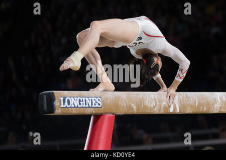 Montreal, Canada. 08 ott 2017. Tingting Liu di Cina (525) durante l'apparecchiatura finali di Ginnastica Artistica Campionati del Mondo 2017 allo Stadio Olimpico di Montreal, Canada. Daniel Lea/CSM/Alamy Live News Foto Stock