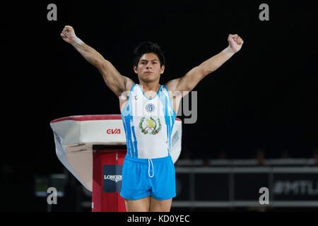 Montreal, Canada. 08 ott 2017. Jorge Vega Lopez di Guatamala (211) durante l'apparecchiatura finali di Ginnastica Artistica Campionati del Mondo 2017 allo Stadio Olimpico di Montreal, Canada. Daniel Lea/CSM/Alamy Live News Foto Stock