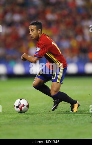 Alicante, Spagna. 6 ottobre 2017. Estadio Jose Rico Perez ad Alicante, Spagna. 6 ottobre 2017Thiago Alcantara (ESP) calcio: Coppa del mondo FIFA 2018 partita di qualificazione tra Spagna 3-0 Albania allo stadio Jose Rico Perez di Alicante, Spagna. Crediti: Mutsu Kawamori/AFLO/Alamy Live News Foto Stock