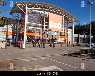 B&Q Extra store, Sowton industrial estate a Exeter, Regno Unito Ottobre 2017 Foto Stock