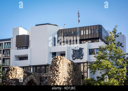 Architettura Brutalist: Edificio esterno del Salters Hall, 4 Fore Street, dall'architetto Sir Basil Spence, City of London Foto Stock