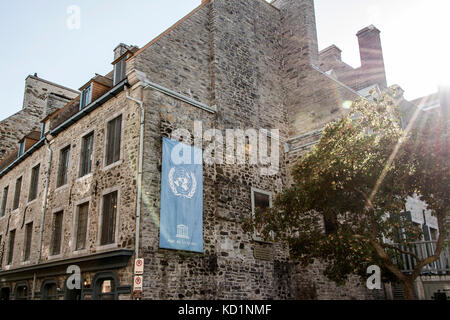 Città di Québec in Canada 13.09.2017 - place royale Royal Plaza e la cattedrale di Notre Dame des vittorie chiesa patrimonio mondiale Unesco tesoro Foto Stock