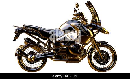 3D rendering di una golden motociclo su isolati su sfondo bianco Foto Stock