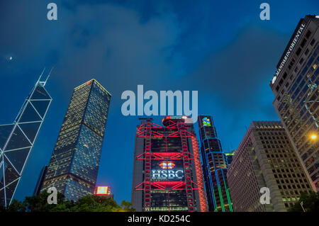 Quartiere Finanziario Centrale di Hong Kong, Cina. Foto Stock